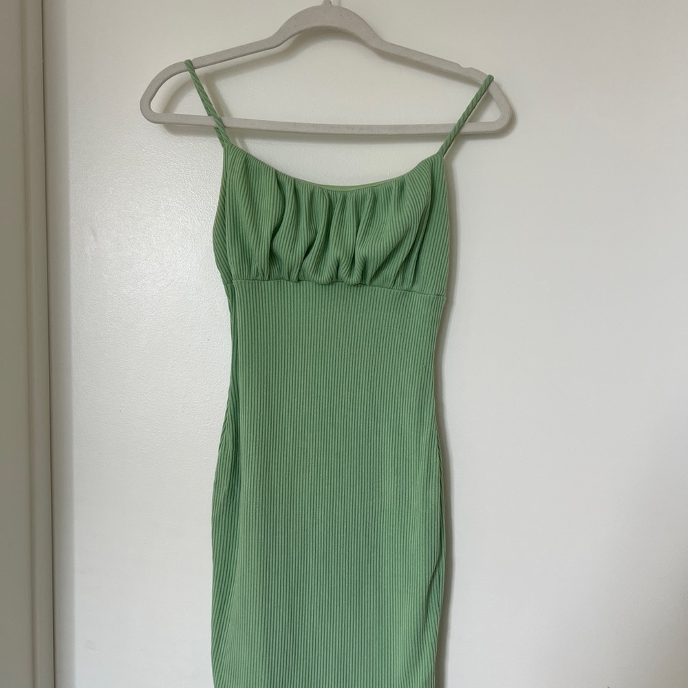 Fashion Nova Mint Green Ribbed mini Dress